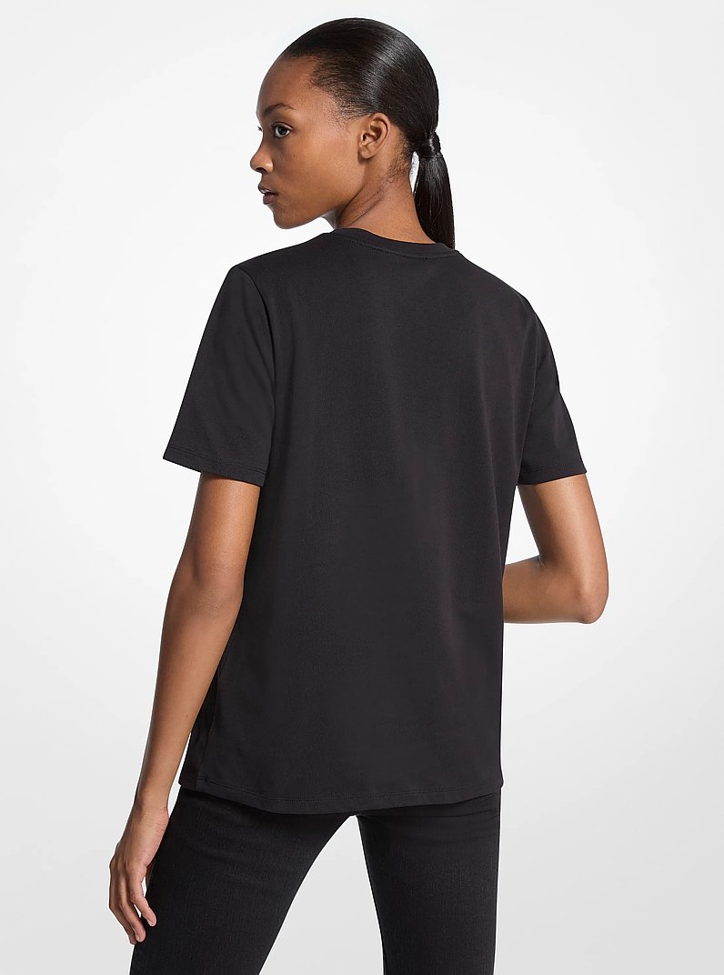 T-shirt en coton orn&eacute; du logo in NOIR | Michael Kors