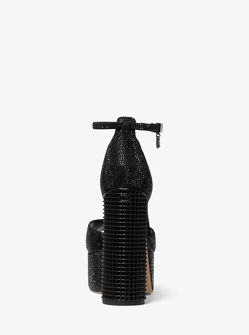 Maxine Crystal Embellished Platform Sandal in BLACK | Michael Kors