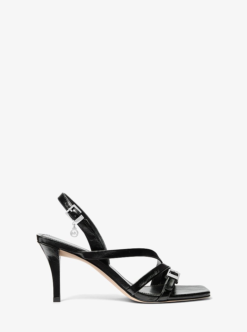 Yvette Crackled Sandal in BLACK | Michael Kors