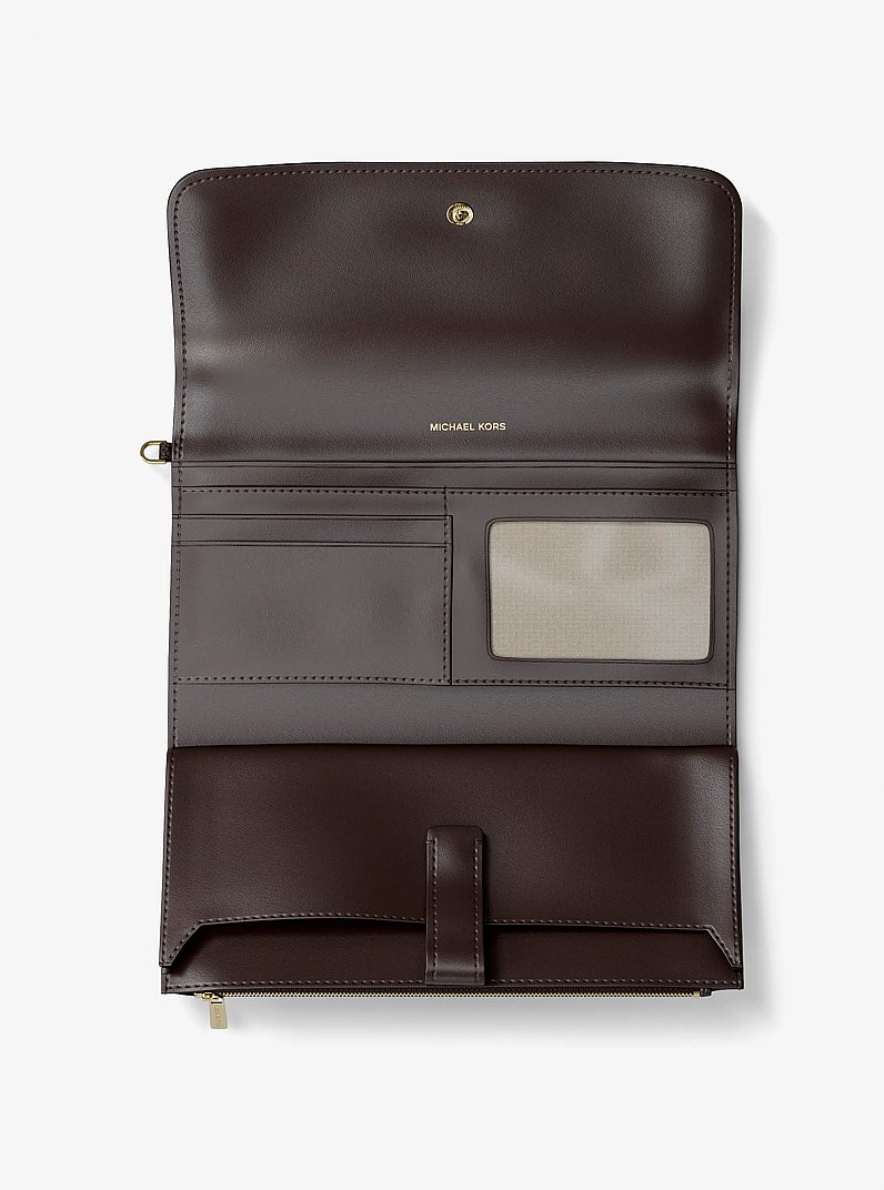 Smartphone-Handgelenktasche Jet Set Medium aus gekrispeltem Leder in SCHOKOLADE | Michael Kors