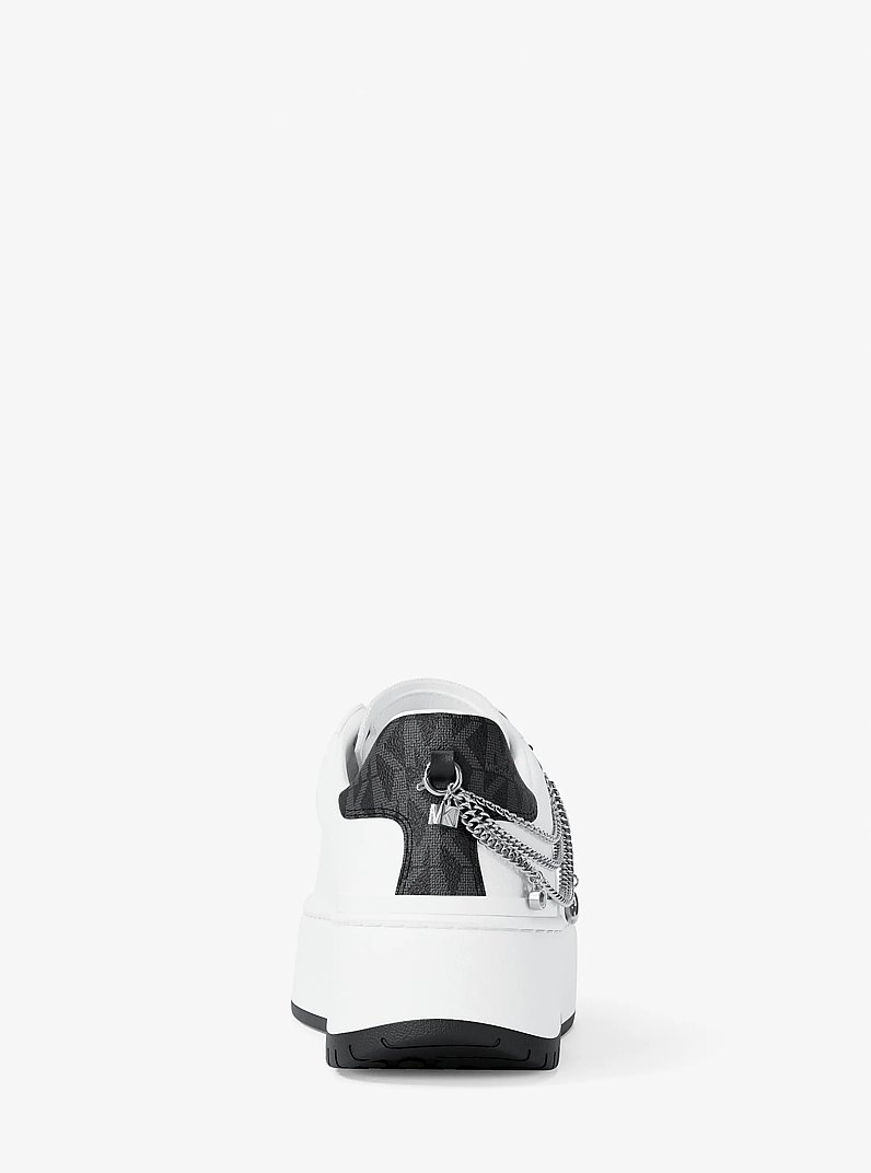 Dottie Embellished Leather Platform Sneaker in BLACK | Michael Kors
