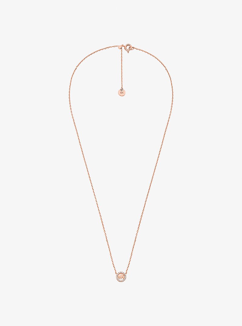 Pav&eacute; Logo Charm Necklace in ROSE GOLD | Michael Kors