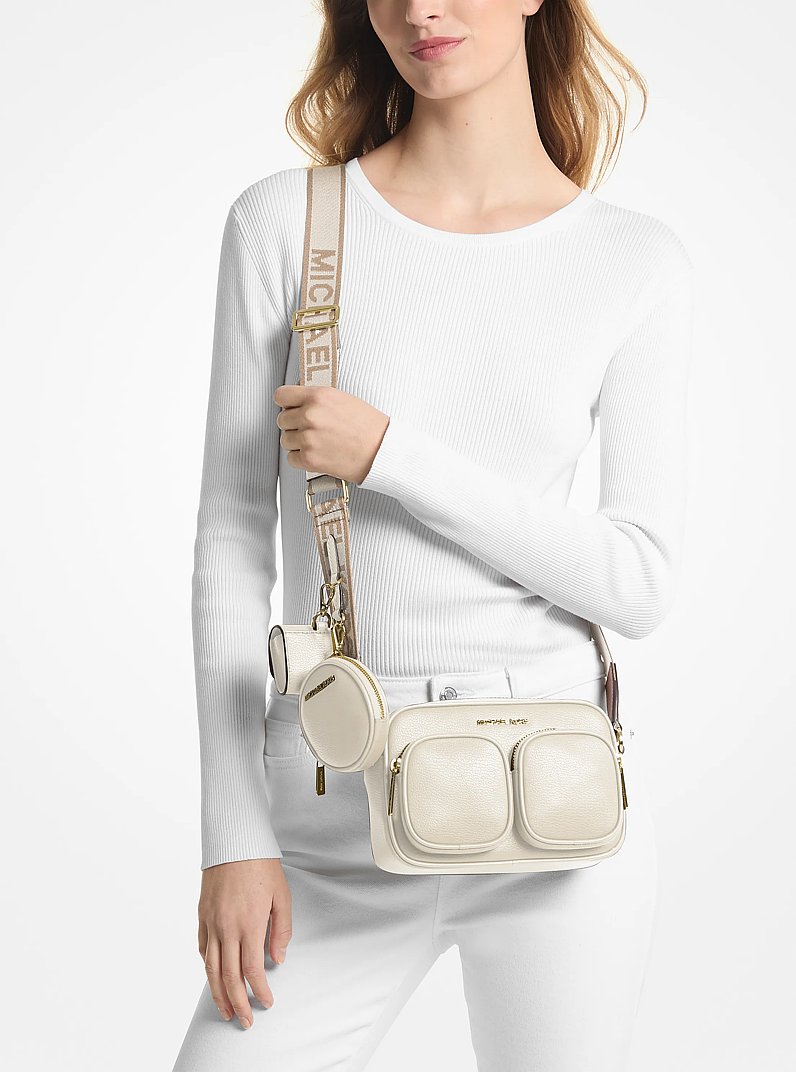 Jet Set Medium Leather Crossbody Bag with Case for Apple Airpods Pro&reg; in LT CREAM | Michael Kors
