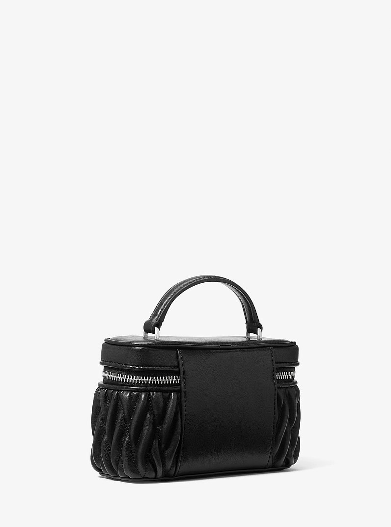 Vivi Small Matelass&eacute; Burnished Vanity Crossbody Bag in BLACK | Michael Kors