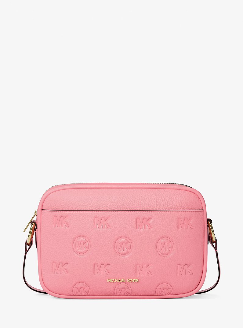 Jet Set Travel Large Logo Debossed Camera Crossbody Bag in CARNATION | Michael Kors