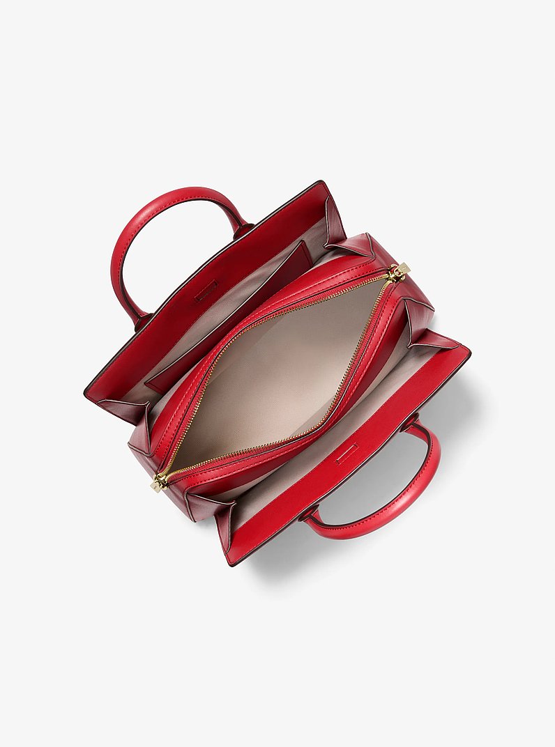 Laila 様 Laila Medium Metallic Signature Logo Satchel in CRIMSON - Sale