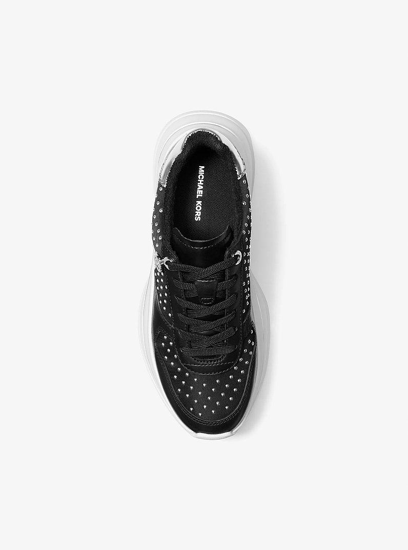 Arla Studded Leather Trainer in BLACK | Michael Kors
