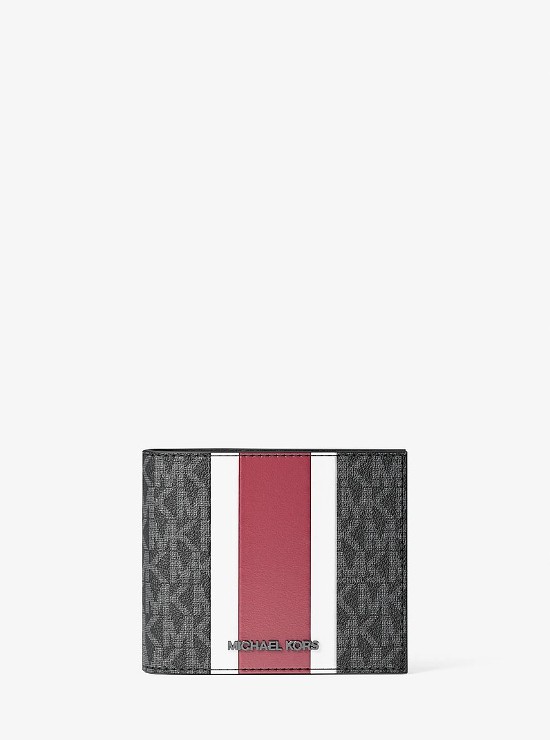 Porte-billets Cooper &agrave; rayures et &agrave; logo Signature in CERISE | Michael Kors