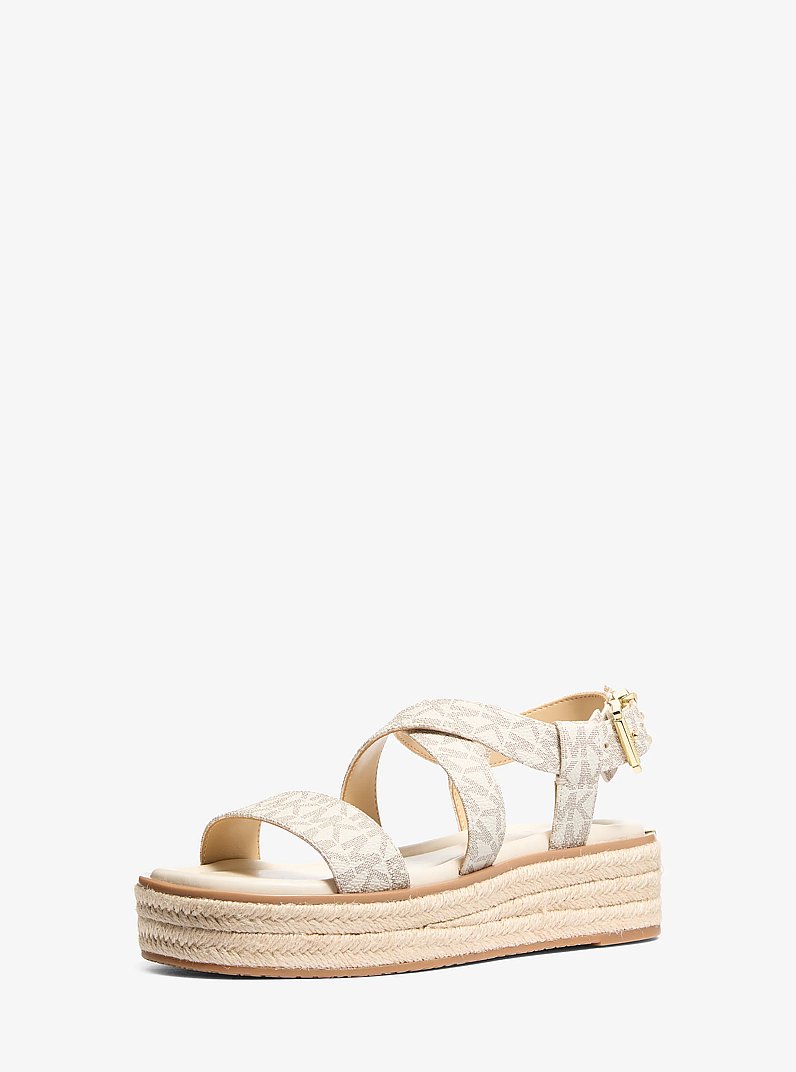 Sandalo stile espadrilla Lynn con logo e plateau in VANIGLIA | Michael Kors