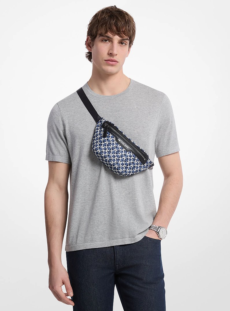 Lautner Mini Logo Print Sling Pack in NAVY | Michael Kors