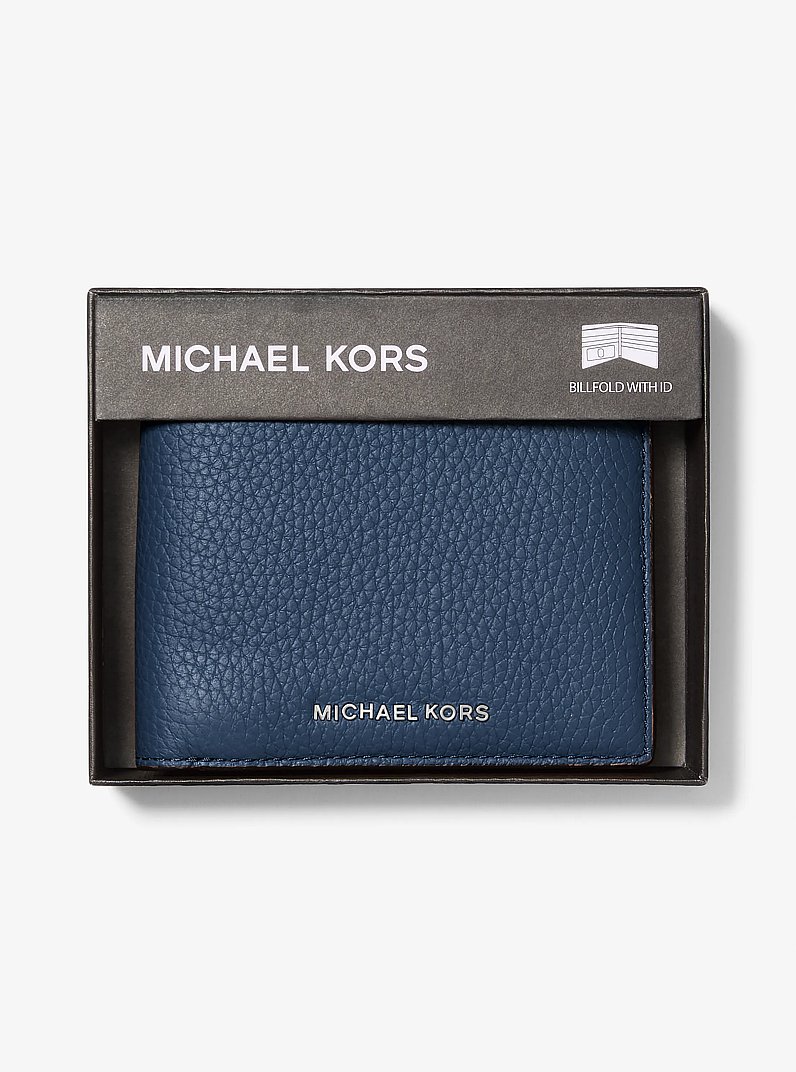 Hudson Pebbled Leather Billfold Wallet in NAVY | Michael Kors