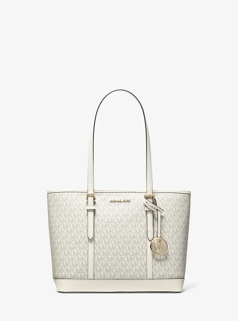 Jet Set Travel Small Logo Top-Zip Tote Bag in LT CRM MULTI | Michael Kors