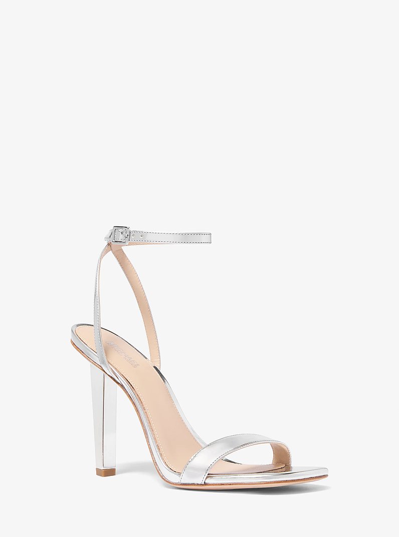 Halle Specchio Leather Sandal in SILVER | Michael Kors