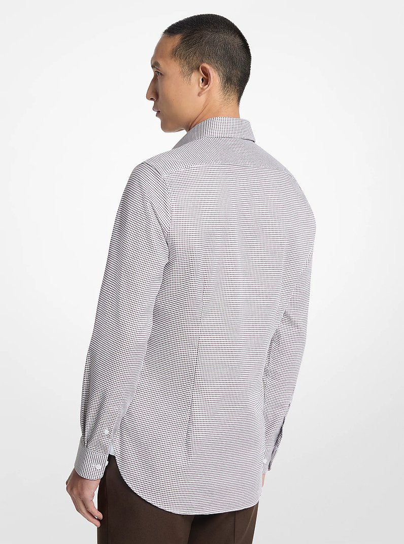 Camicia slim fit in cotone stretch dobby in MARRONE | Michael Kors