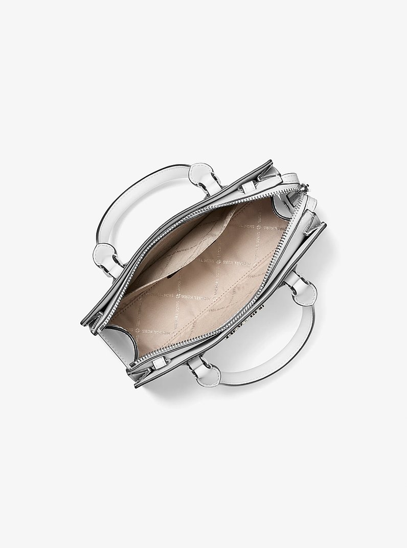Bolso estructurado Sheila peque&ntilde;o de cuero saffiano sint&eacute;tico in BLANCO INTENSO | Michael Kors