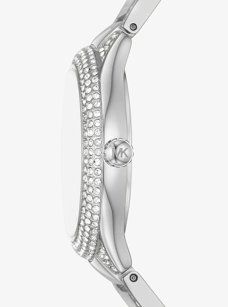Mini Sylvia Pav&eacute; Silver-Tone Watch in SILVER | Michael Kors