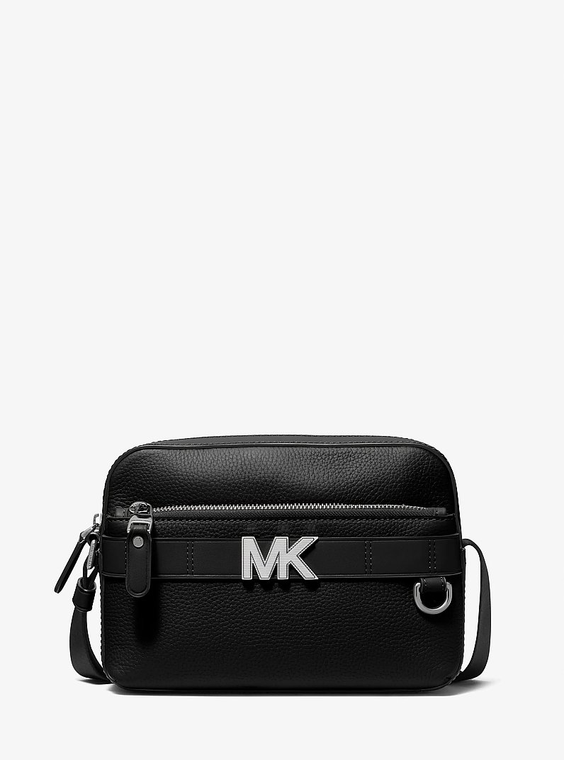 Hudson Pebbled Leather Utility Crossbody Bag in BLACK | Michael Kors