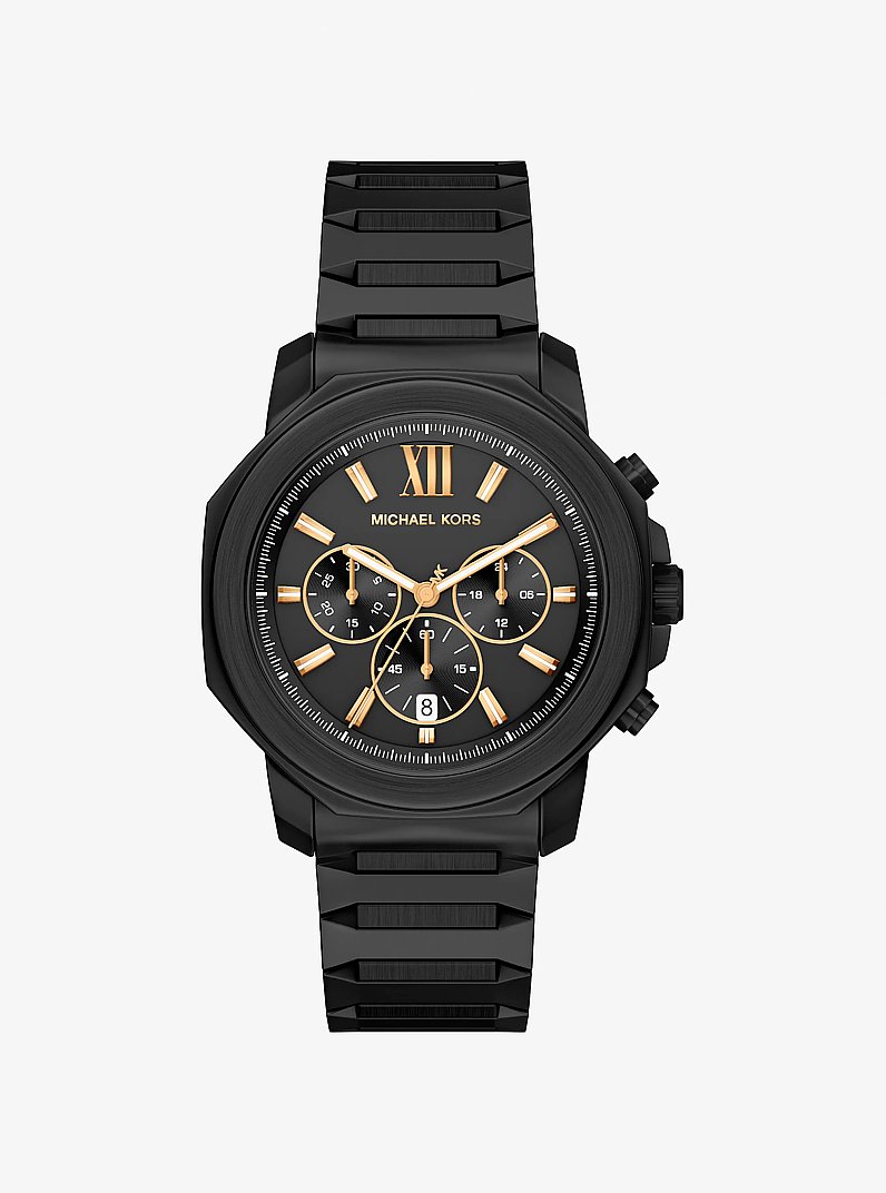 Oversized Prescott Black-Tone Watch in BLACK | Michael Kors
