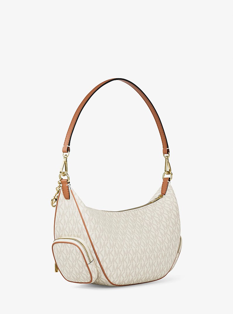 Merritt Medium Signature Logo Convertible Shoulder Bag in VANILLA | Michael Kors