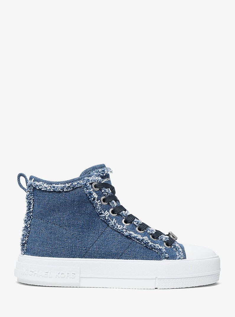 Evy Frayed Denim High-Top Sneaker in DENIM | Michael Kors