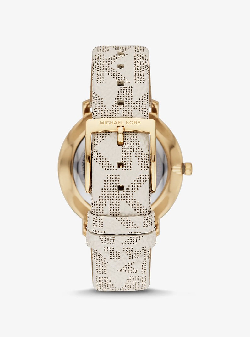 Pyper Logo and Gold-Tone Watch in VANILLA | Michael Kors