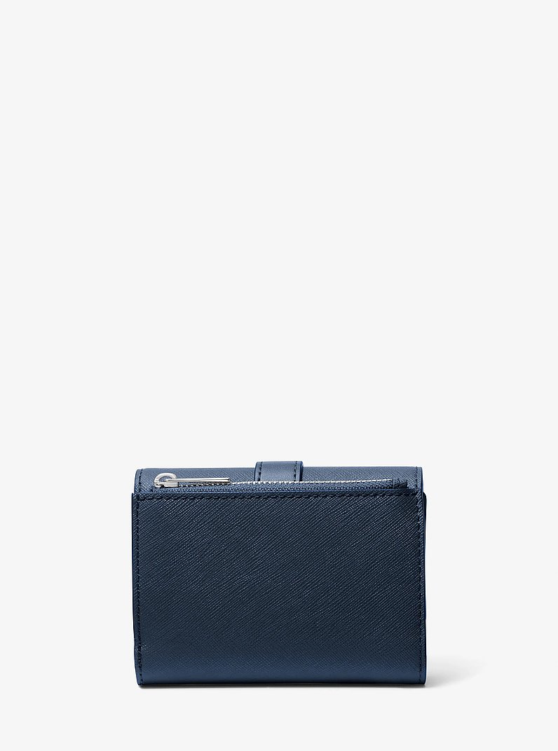 Greenwich Medium Leather Trifold Wallet in NAVY | Michael Kors