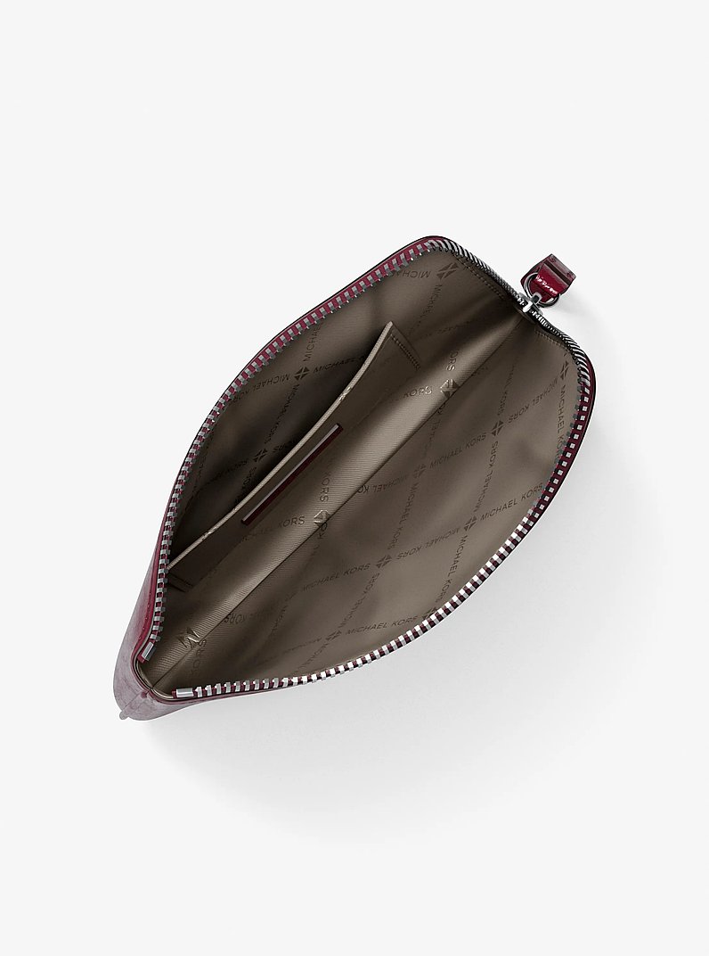 Jet Set Travel Small Crackled Wristlet in MAROON | Michael Kors