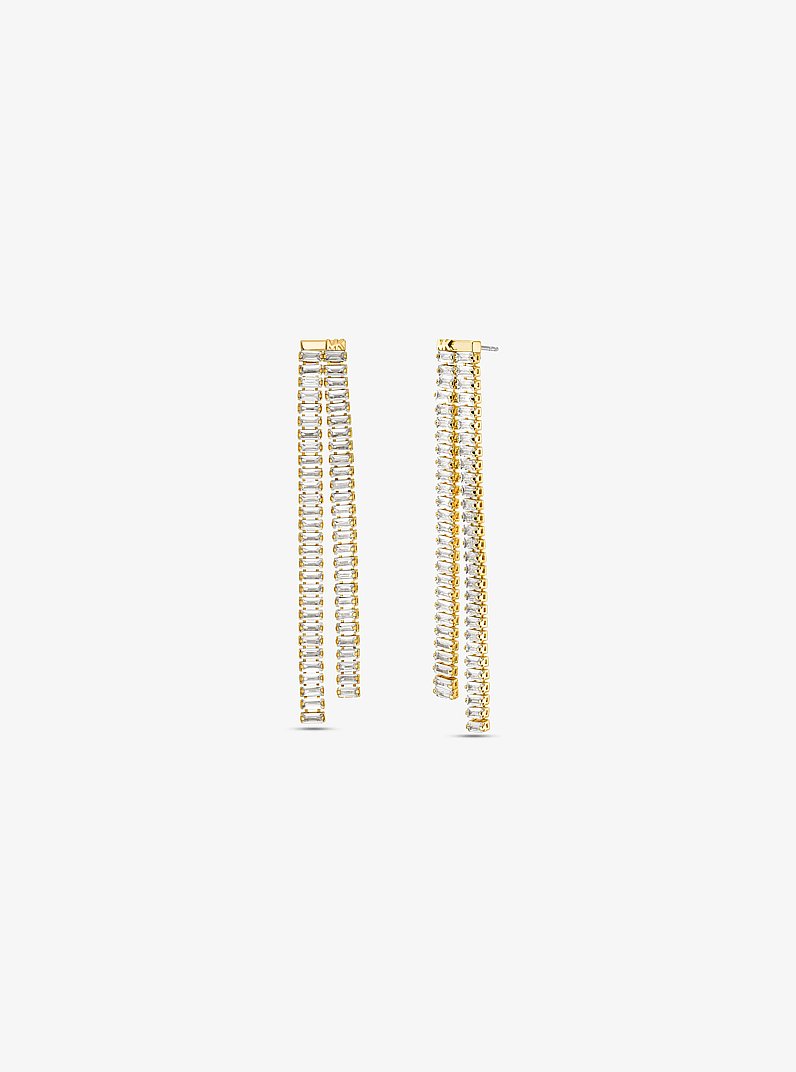 Precious Metal-Plated Brass Baguette Drop Earrings in GOLD | Michael Kors