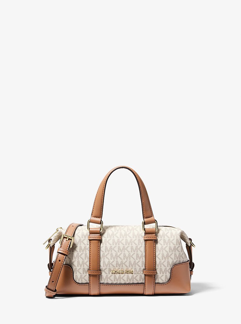 Teddi Extra-Small Signature Logo Slouchy Crossbody Bag in VANILLA/ACORN | Michael Kors