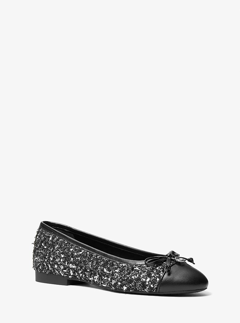 Ballerina Piper Flex in tweed metallizzato in NERO | Michael Kors