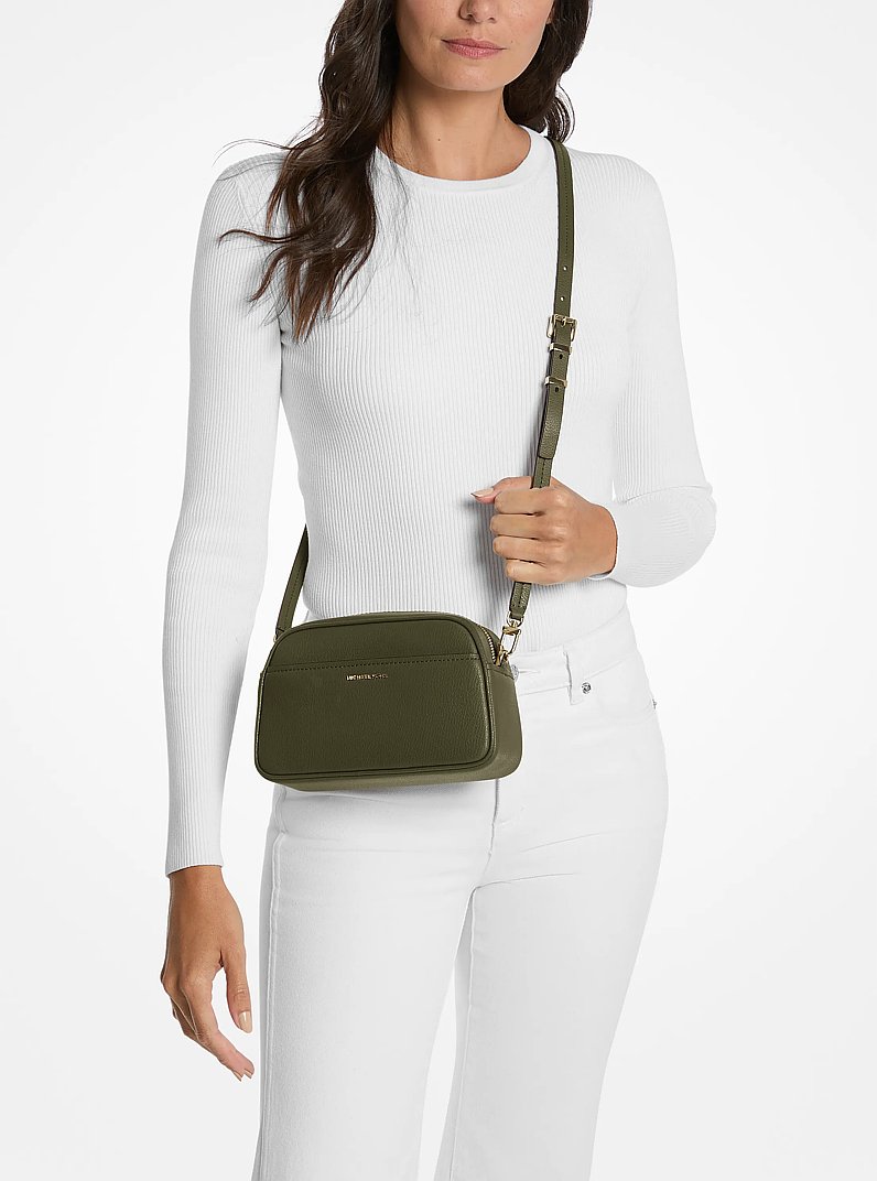 Jet Set Small Leather Camera Crossbody Bag in IVY | Michael Kors