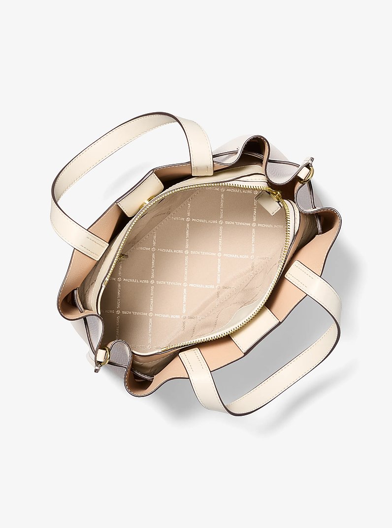 Henkeltasche Emilia Large aus gekrispeltem Leder in HL. CREMEWEISS | Michael Kors