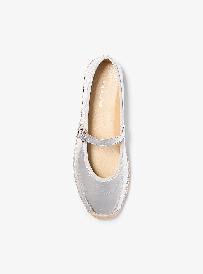 Lynn Metallic Leather Ballet Espadrille in SILVER | Michael Kors