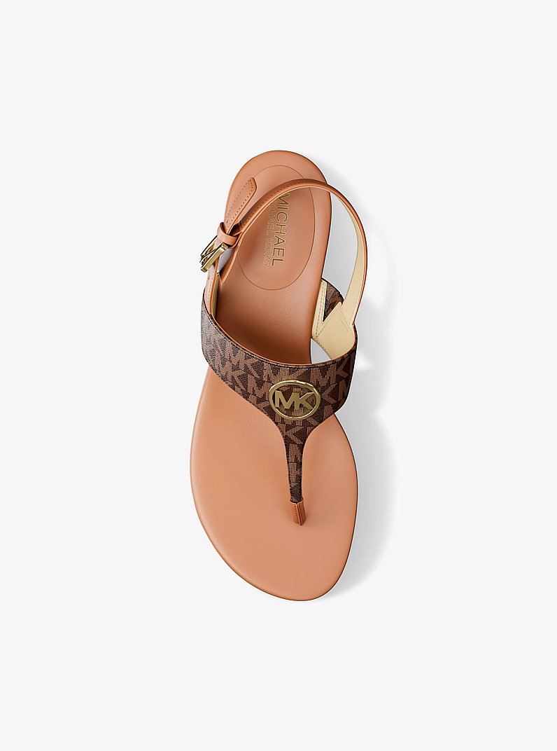 Sandale Hannah &agrave; bride en T et &agrave; logo Signature in BRUN | Michael Kors