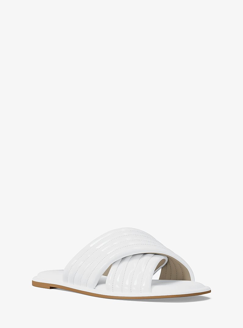 Portia Patent Slide Sandal in OPTIC WHITE | Michael Kors