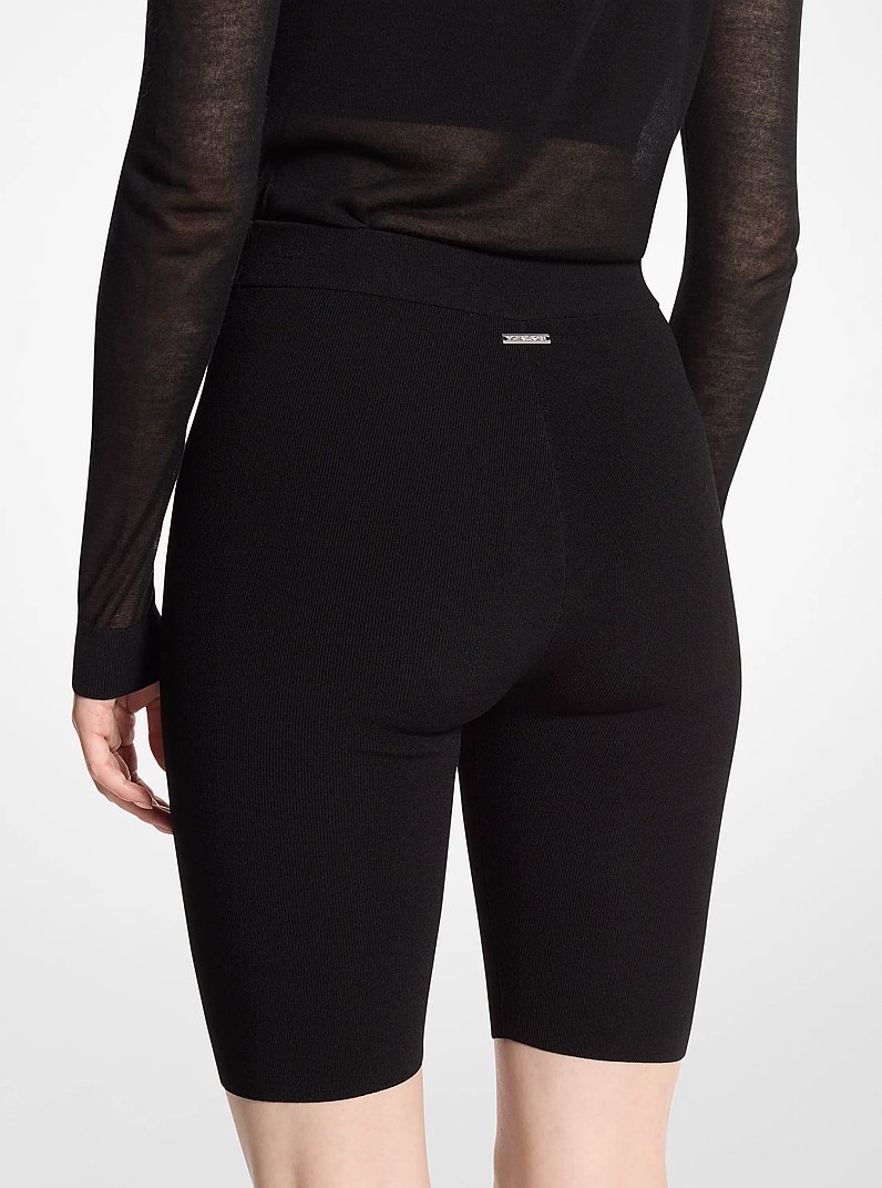 Bikershort van stretchwol in ZWART | Michael Kors