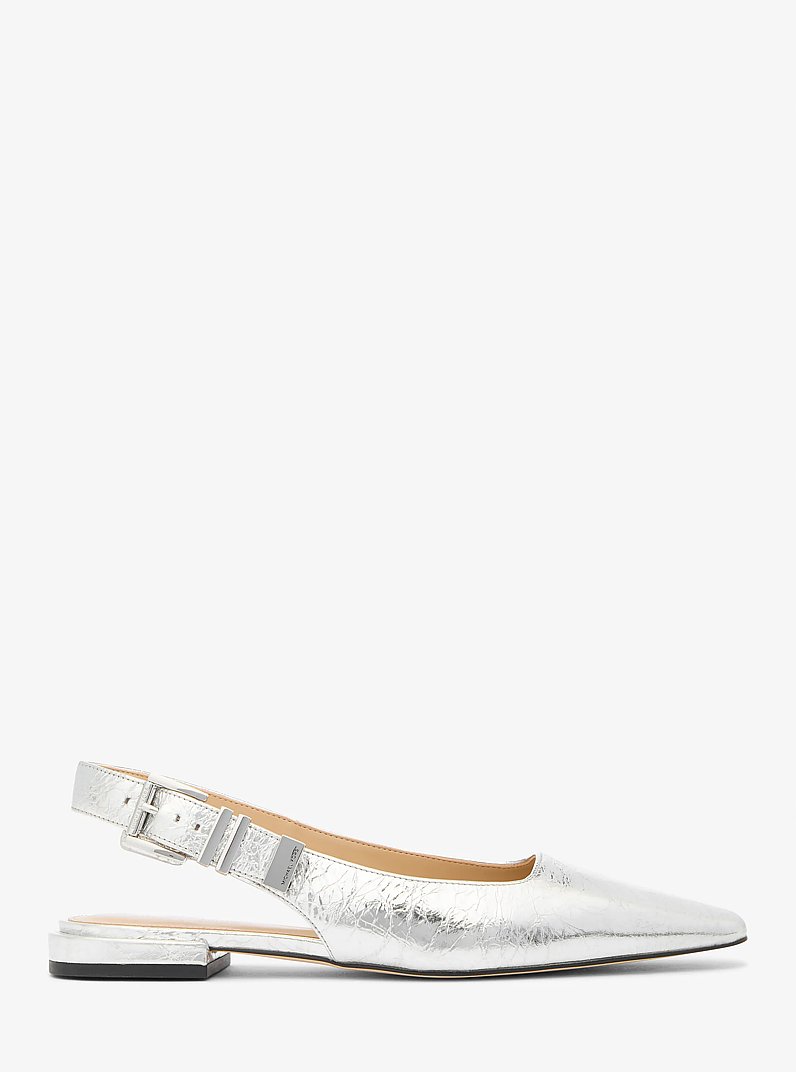 Scarpa bassa Darrington in pelle craquel&eacute; metallizzata in ARGENTO | Michael Kors