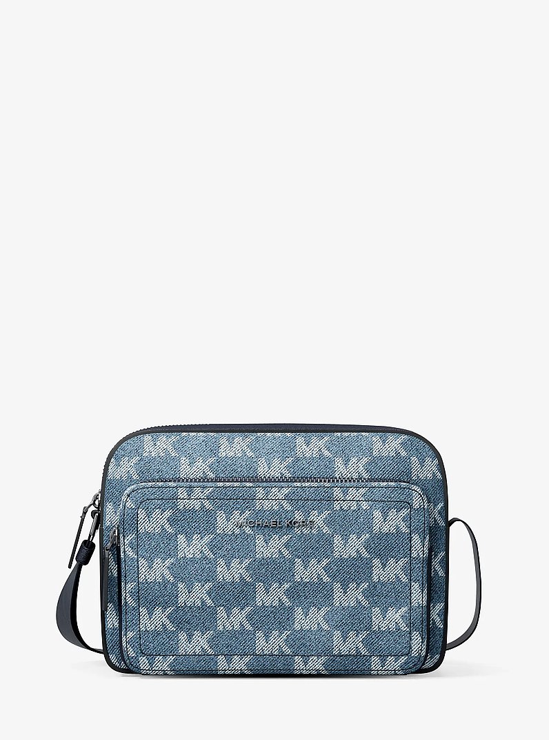 Cooper Logo Jacquard Denim Flight Bag in MEDIUM BLUE WASH | Michael Kors