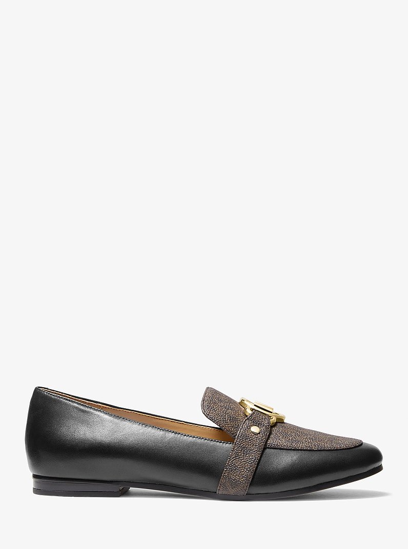 Rory Leather and Logo Loafer in BLK/BROWN | Michael Kors
