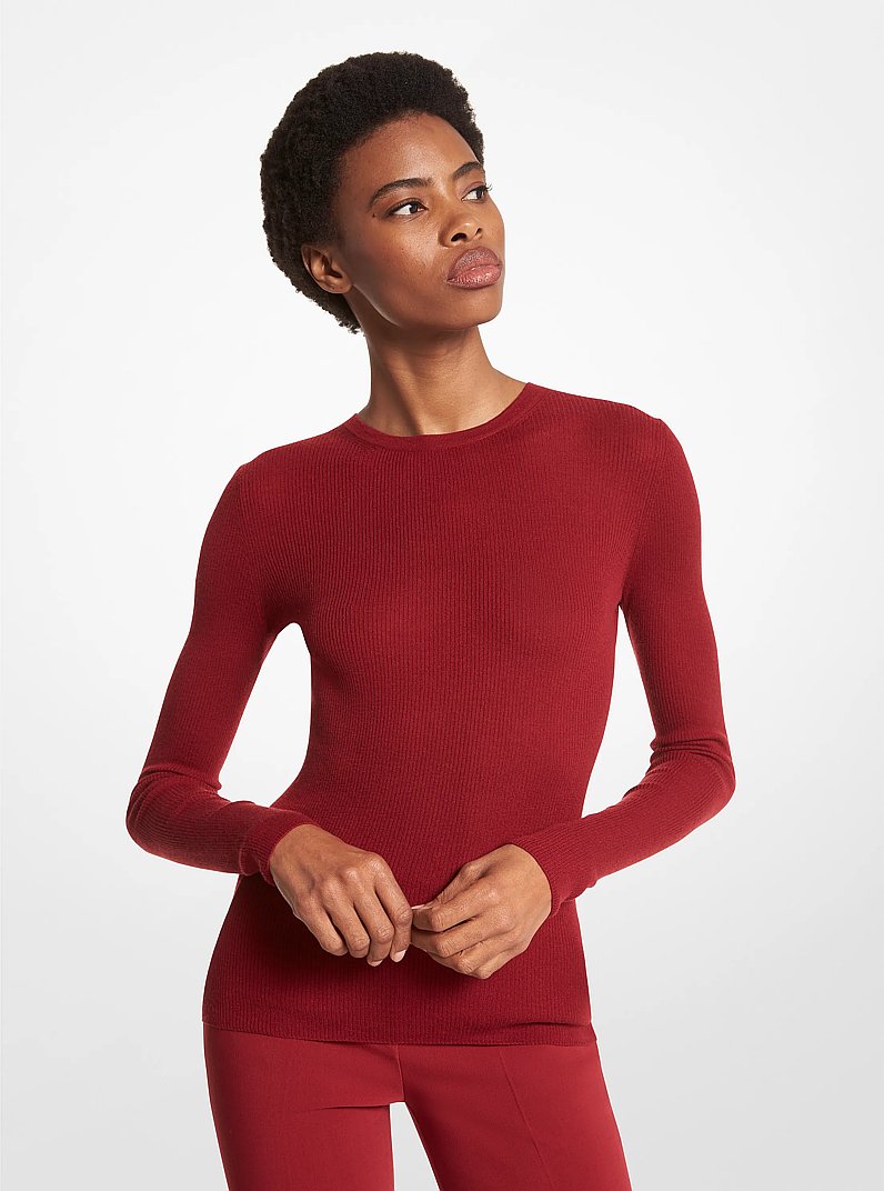 Hutton Featherweight Cashmere Sweater in MERLOT | Michael Kors