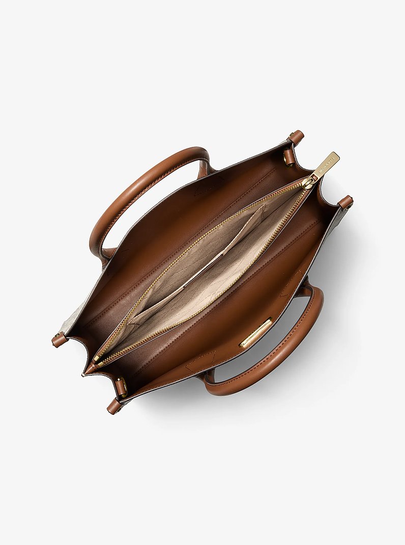 Borsa a mano Maple grande con stampa logo in VANIGLIA/CUOIO | Michael Kors