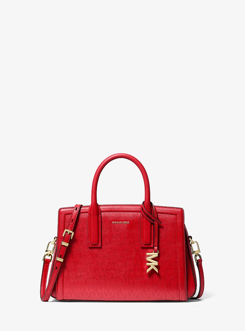Petite sacoche Laila &agrave; logo Signature m&eacute;tallis&eacute; in CRAMOISI | Michael Kors