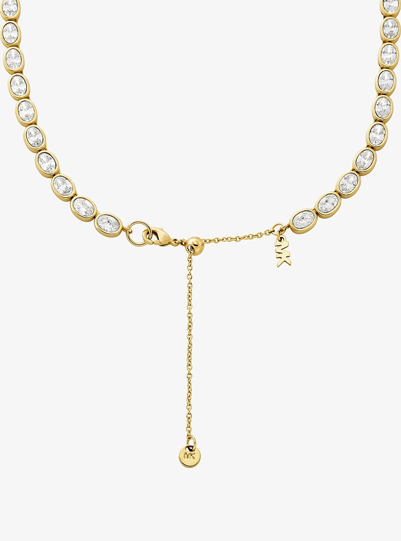 Precious Metal-Plated Cubic Zirconia Tennis Necklace in GOLD/CLEAR | Michael Kors