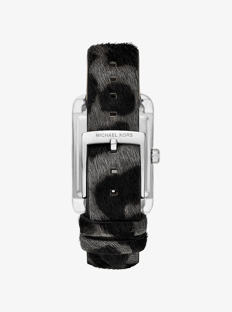 Monroe Leopard Print Calf Hair Watch in BLACK | Michael Kors
