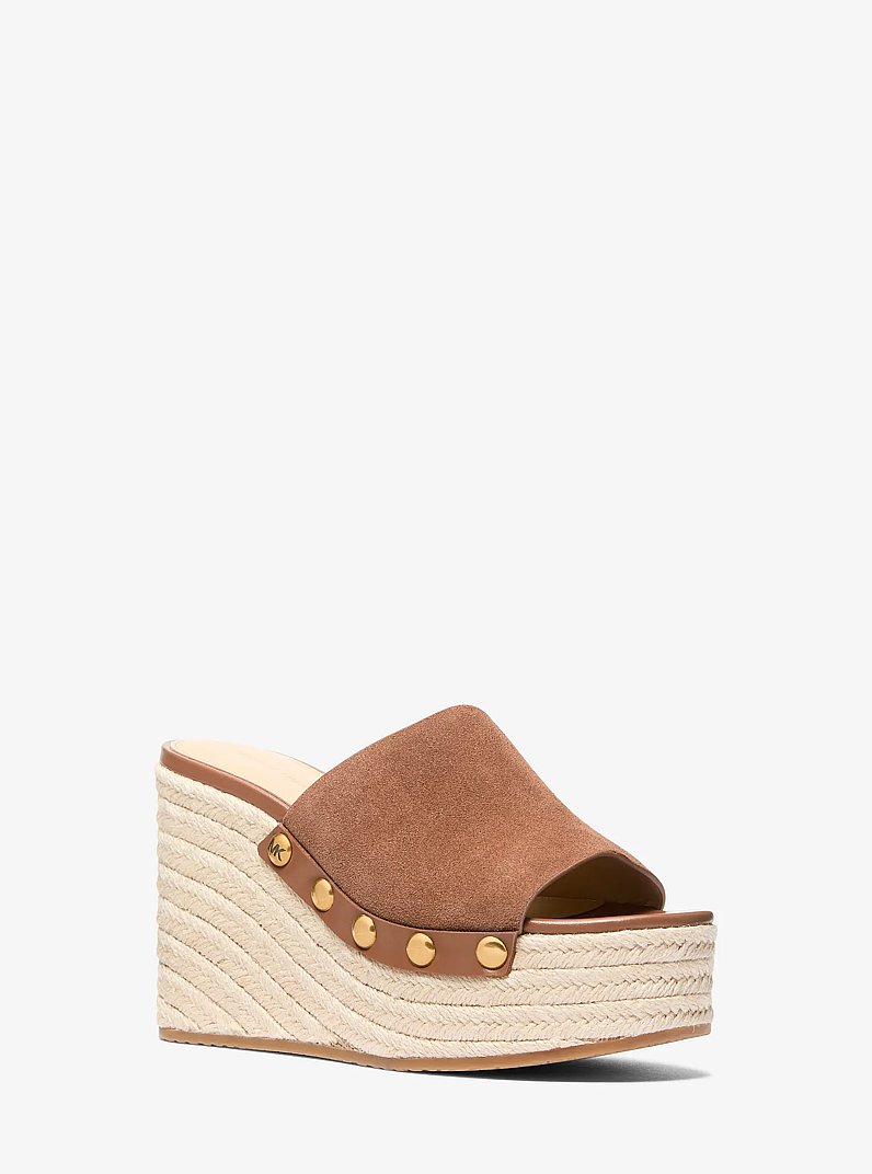 Mayes Suede Wedge Sandal in LUGGAGE | Michael Kors