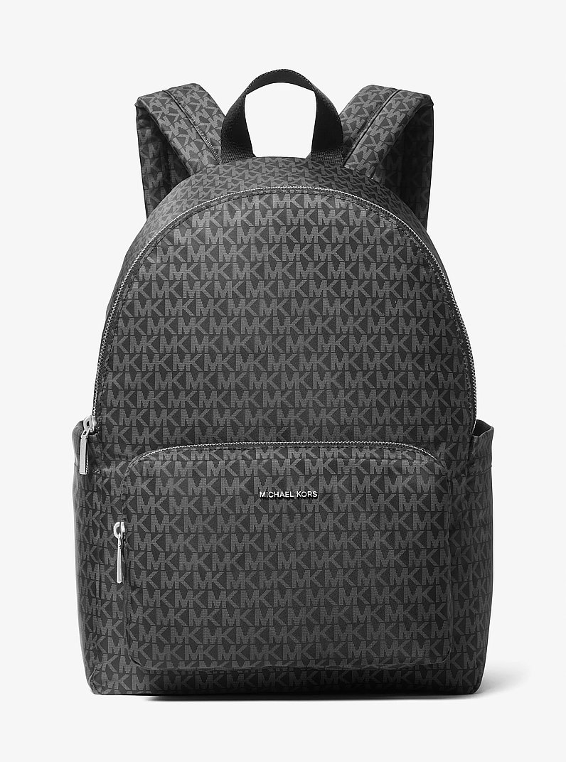 Tanner Large Printed Signature Logo Backpack in BLACK | Michael Kors