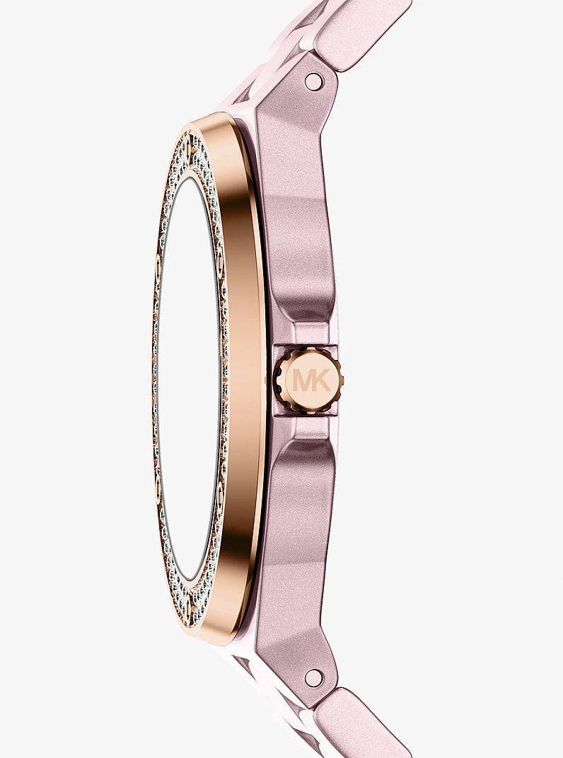 Mini Lennox Pav&eacute; Pink-Tone Watch in ROSE GOLD | Michael Kors