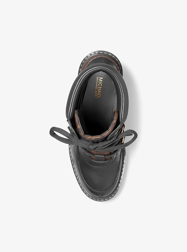 Asher Leather and Empire Monogram Boot in BROWN/BLK | Michael Kors
