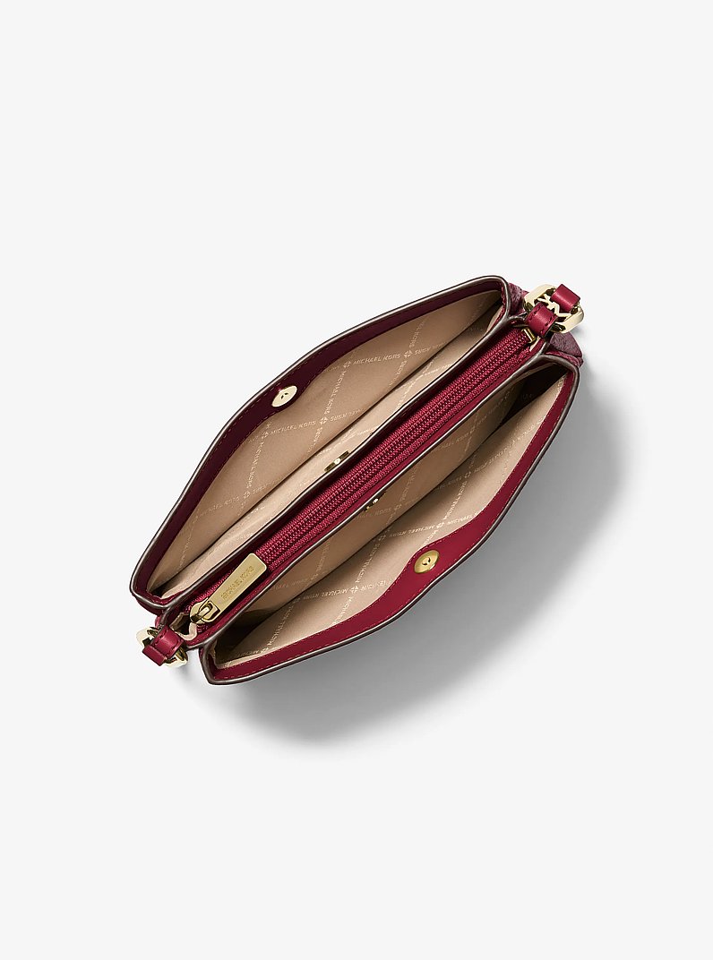 Trisha Medium Pebbled Leather Crossbody Bag in CHERRY | Michael Kors