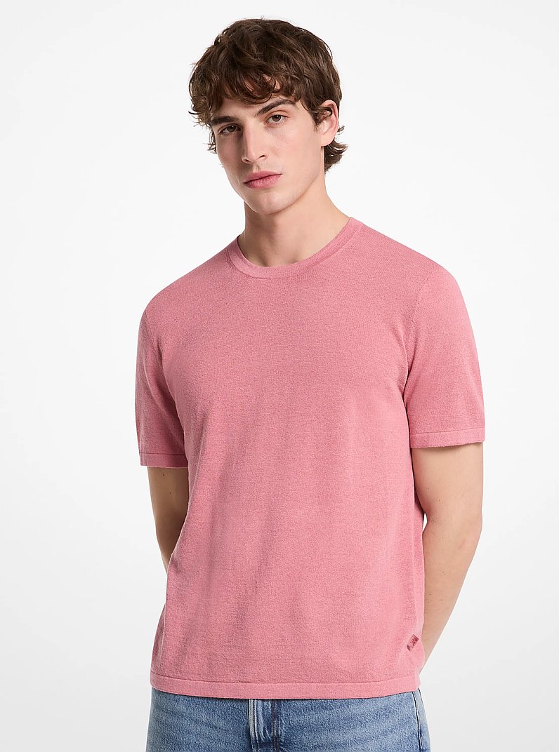 Linen and Cotton T-Shirt in DUSTY ROSE | Michael Kors